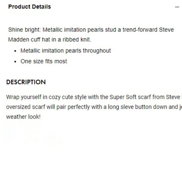 Steve Madden Metallic Pearls  Beanie  Cozy Fringe Scarf SET NWT - Picture 3 of 7